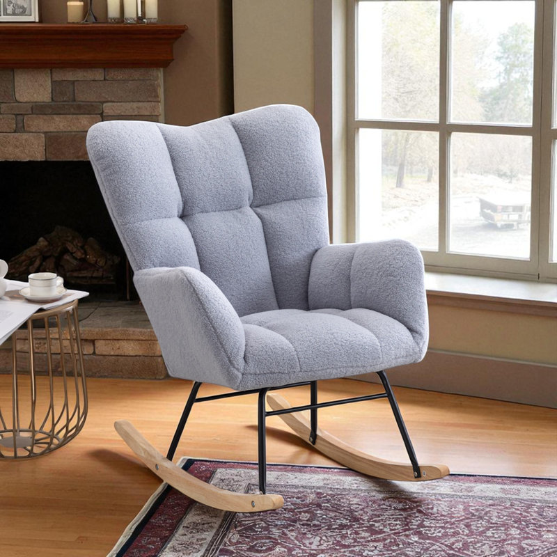 Filippone Rocking Chair, Light Grey Teddy