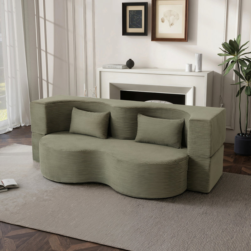 21 lits convertibles pliables, couchette désossée de 75 pouces, rembourrée de mousse à mémoire de forme, 3 sièges avec 2 coussins pour le salon