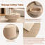 Table basse ronde de rangement avec finition beige travertin, couvercle amovible et rangement dissimulé