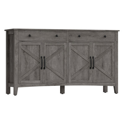 Farmhouse Sideboard With Adjustable Shelves And 2 Drawers For Kitchen