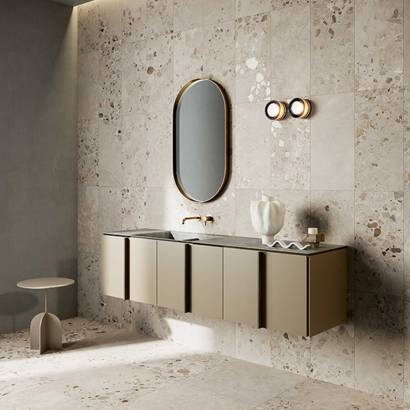 Carreaux de porcelaine Terrazzo 24 po x 48 po Corte Serena, Gris Grigio