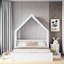 Wood House Platform Bed With Guardrail And 2 Drawers-1042002165
