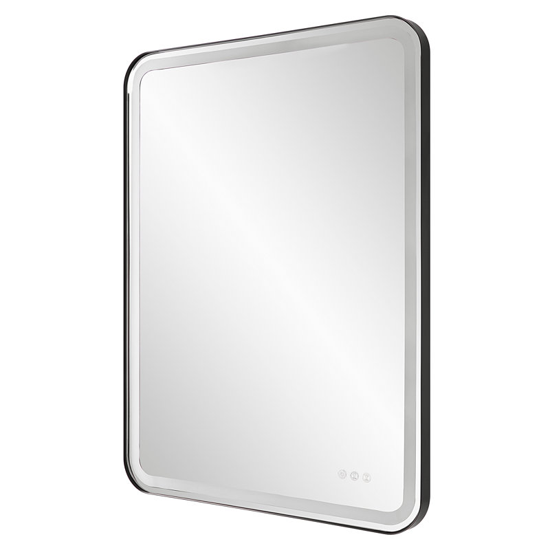 Miroir de salle de bain Mattia, Noir satiné, 40 po x 30 po
