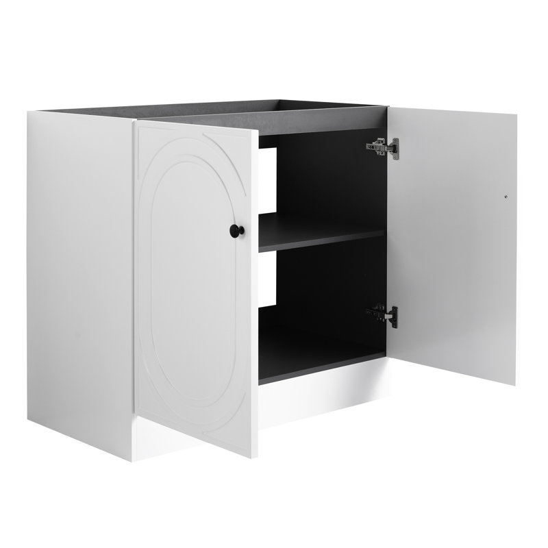 Meuble-lavabo 36 po - Contreplaqué blanc, portes à fermeture douce, armoire fonctionnelle