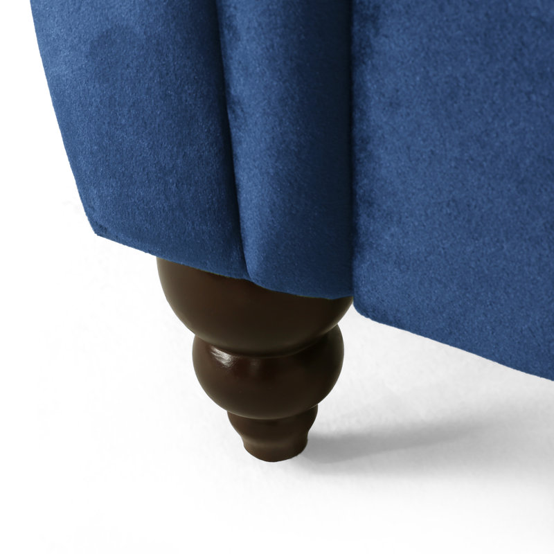 Baddow Velvet Chaise Lounge, Blue Velvet