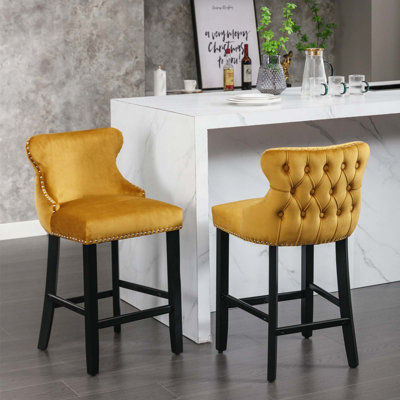 Ensemble de 2 tabourets de bar rembourrés en velours