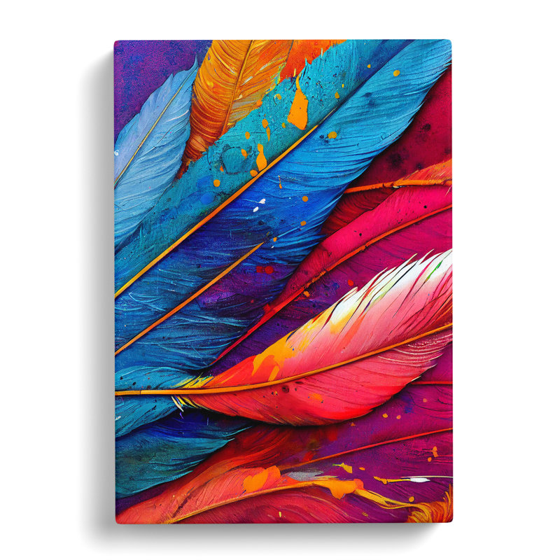 Splashed Feathers No.5 Abstract - Wall Art, Wrapped Canvas, 50cm H x 35cm W, No Matte
