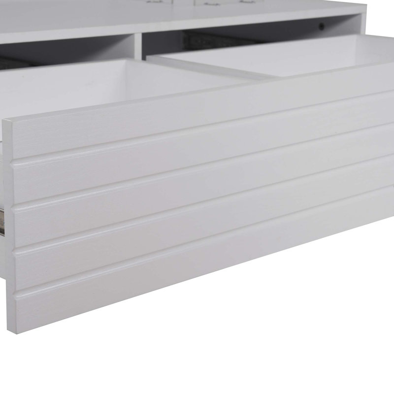 Table basse moderne à 2 tiroirs avec lumières DEL modernes, Blanc