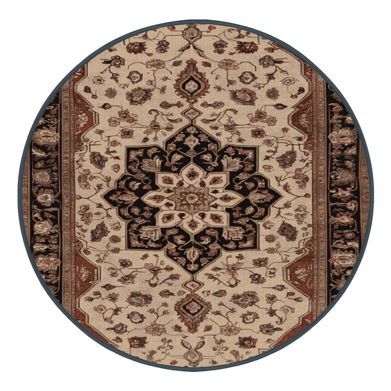 Tapis brun lavable à la machine, Rond 3 pi