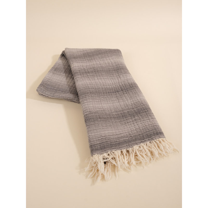Serviette de plage 100% coton Hanahan, Gris / anthracite