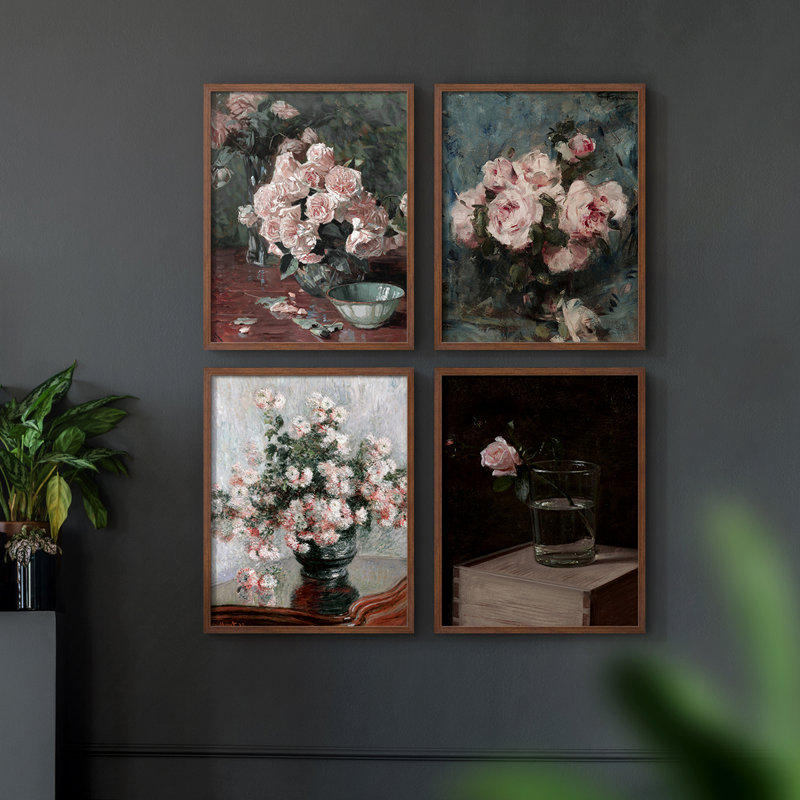 «Vintage Floral Print», impression encadrée CCL XXVI - ensemble de 4, H 10 po x l 32 po