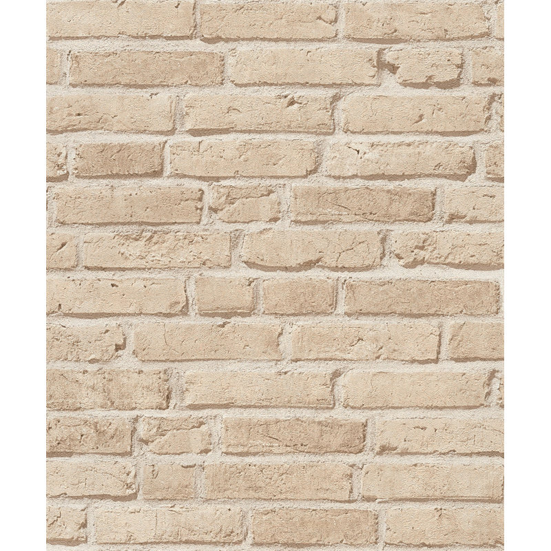 Bricks and More Colelction Weathered Brick Walls Wallpaper Roll, Cream