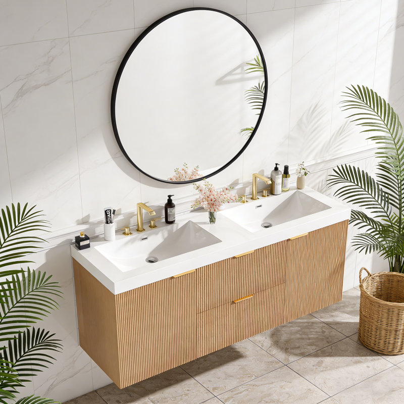 Meuble-lavabo double avec comptoir en résine SMC