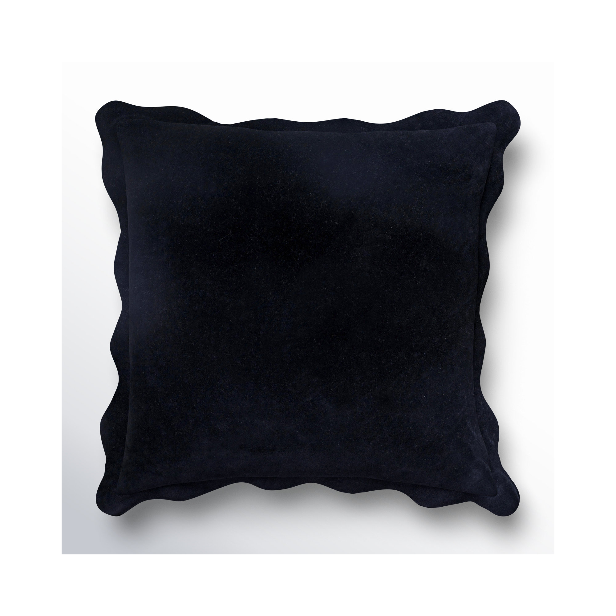 Collier Scalloped Edges Cotton Throw Pillow, Black, Pillow Cover Only - No Insert, 20"H x 20"W