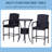 Rattan Wicker Bar Set For 3 PCS With Ice Buckets, Patio Furniture With 1 Bar Table And 2 Bar Stools