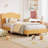 Bed Frame For Kids With Scallop Headboard, Cute Velvet Bed For Girls, Boys, Sturdy Platform Bed-1355025664-1355025665