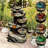 6-Tier Rainforest Waterfall Floor Fountain with Color-Changing LED Lights, 51", Gray  