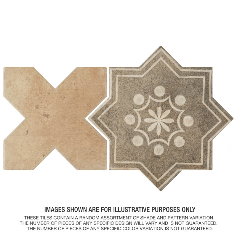 Tech Land Star & Cross Fire 6" x 12" Porcelain Singular Wall Floor Use Tile