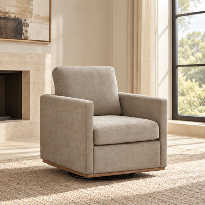 Fauteuil pivotant carré rembourré, fauteuil confortable une place, fauteuil lounge club à 360 degrés avec coussin d'assise à ressorts épais, coussin de dossier amovible et revêtement en chenille douce