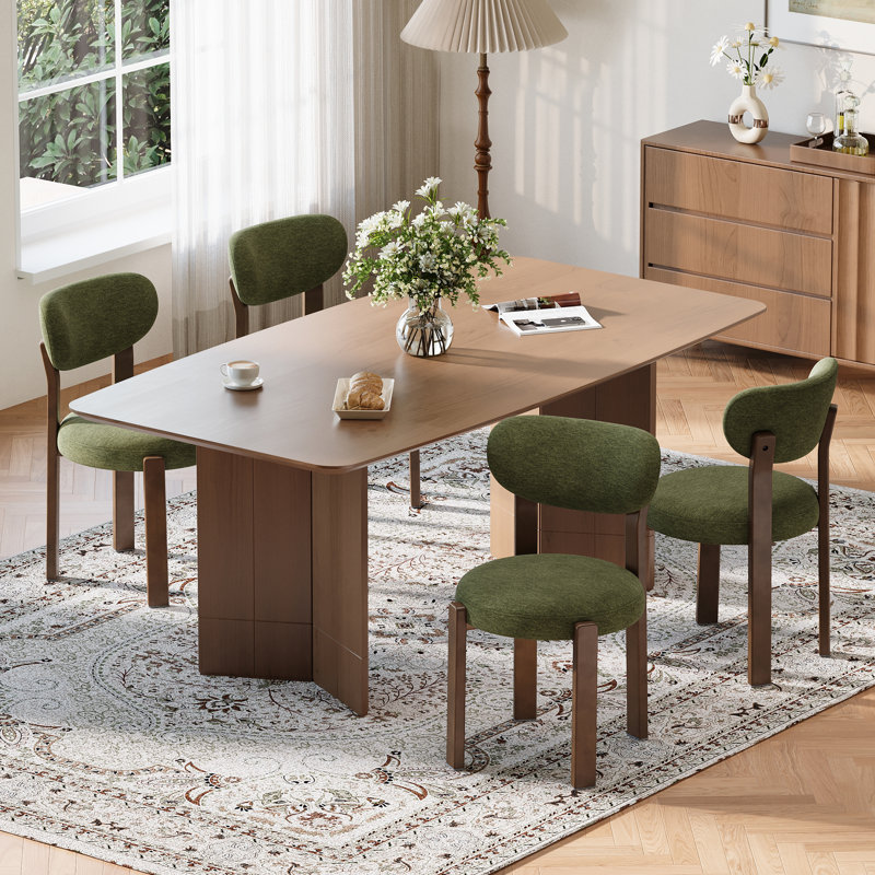 Tangela 48 cm H Fabric Side Chair, Green, Walnut