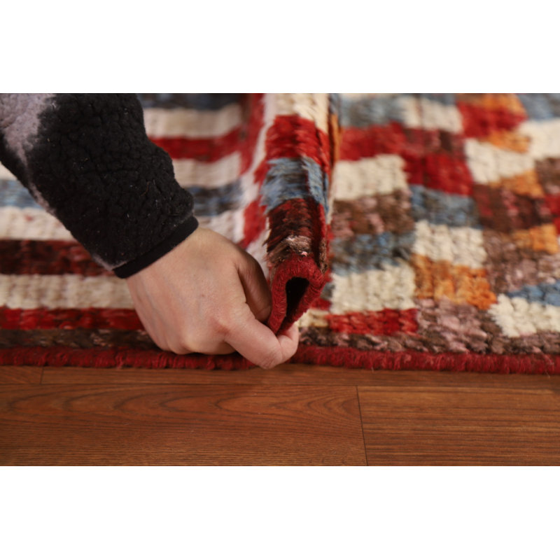 Tapis de couloir géométrique marocain noué à la main 3 x 10