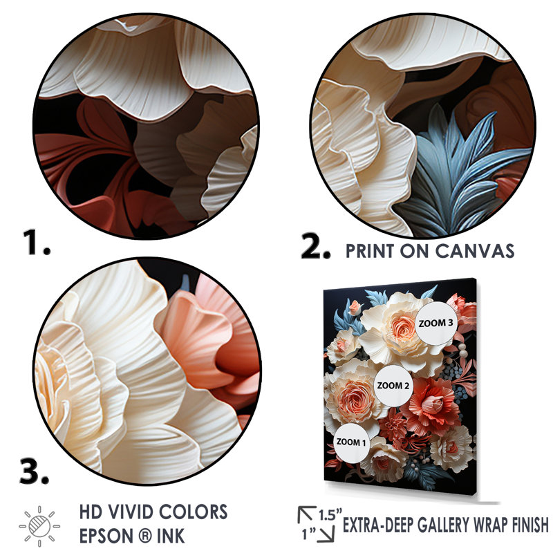 " Carnations Minimalism Dream Flowers ", 32" H x 16" W x 1" D, White Floater Frame