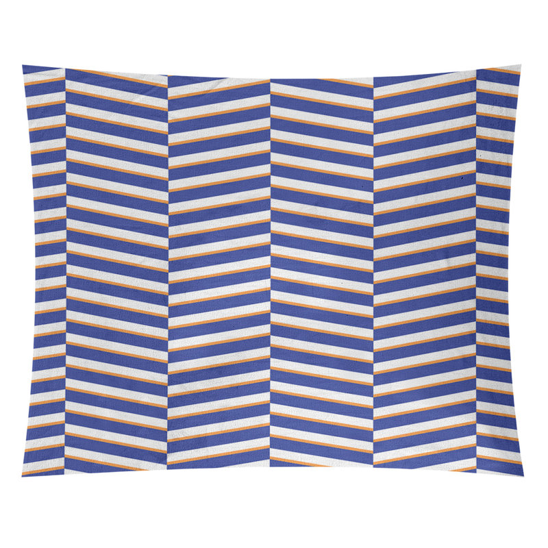 Tapisserie, H 88 po x l 104 po, Bleu/orange