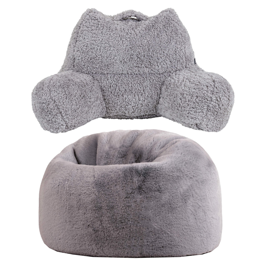 icon Kids Kingston Faux Rabbit Fur Classic Bean Bag and Reading Pillow Set