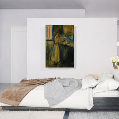 "Jeune femme se lavant" par Edvard Munch, reproduction d'art sur toile tendue