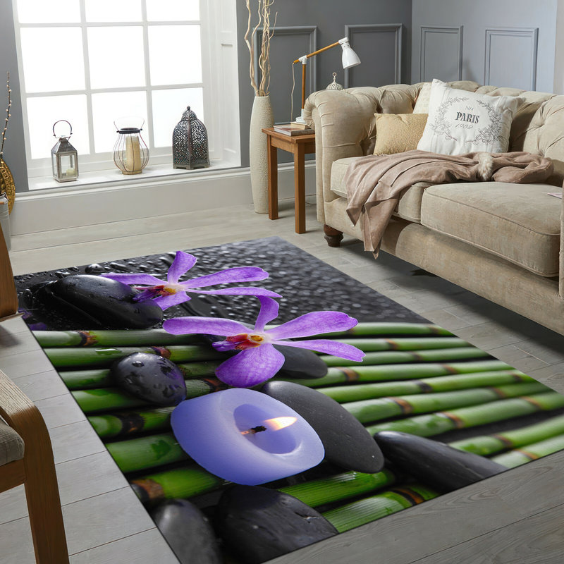 Chic Geometric Pattern Non-Woven Soft Type Printed Rug Ideal for High Traffic Residential or Commercial Spaces