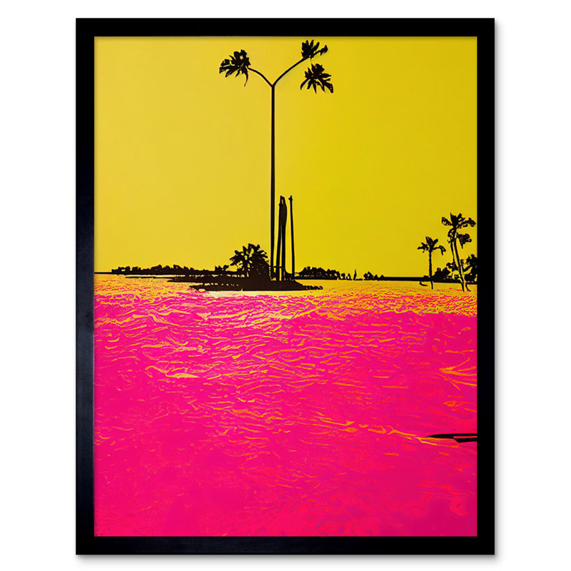 Modern Hot Pink Yellow Beach Florida Keys - Single Picture Frame Print
