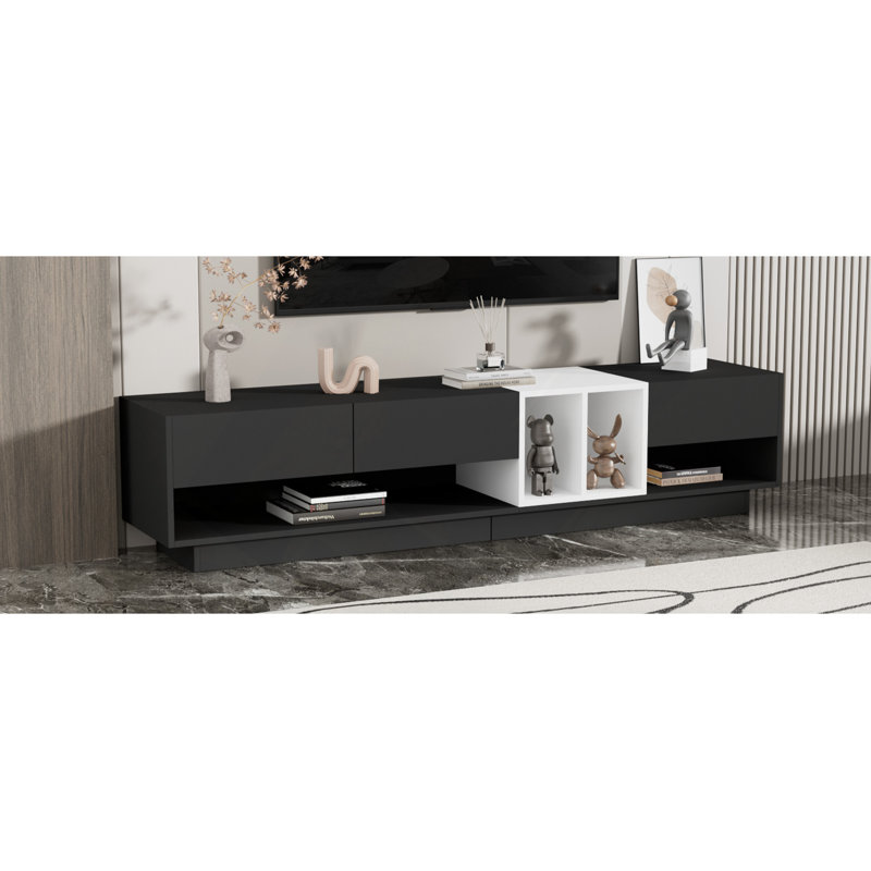 Sleek And Stylish TV Stand With Perfect Storage Solution, Two-Tone Media Console For Tvs Up To 80", Functional TV Cabinet With Versatile Compartment For Living Room