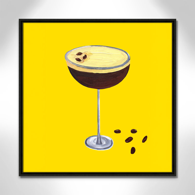Espresso Martini Buttercup - reproduction carrée jaune par Straker, L 25,5 po x H 25,5 po, Flottant espresso