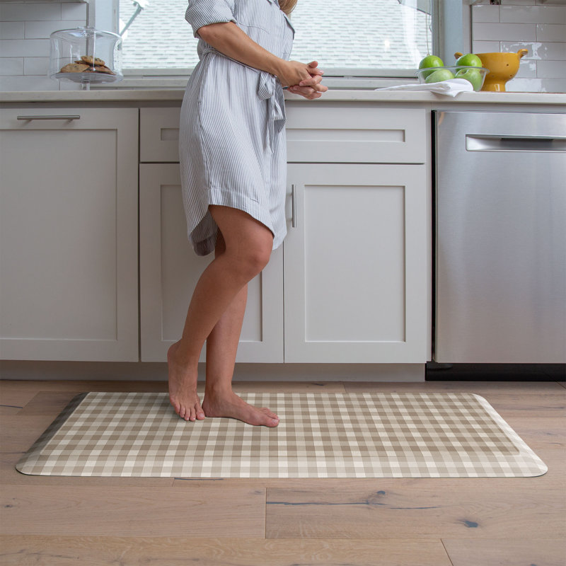 Anti-Fatigue Kitchen Comfort Mat, Cottage Check Pattern In Tan, Tan, 20" x 48"