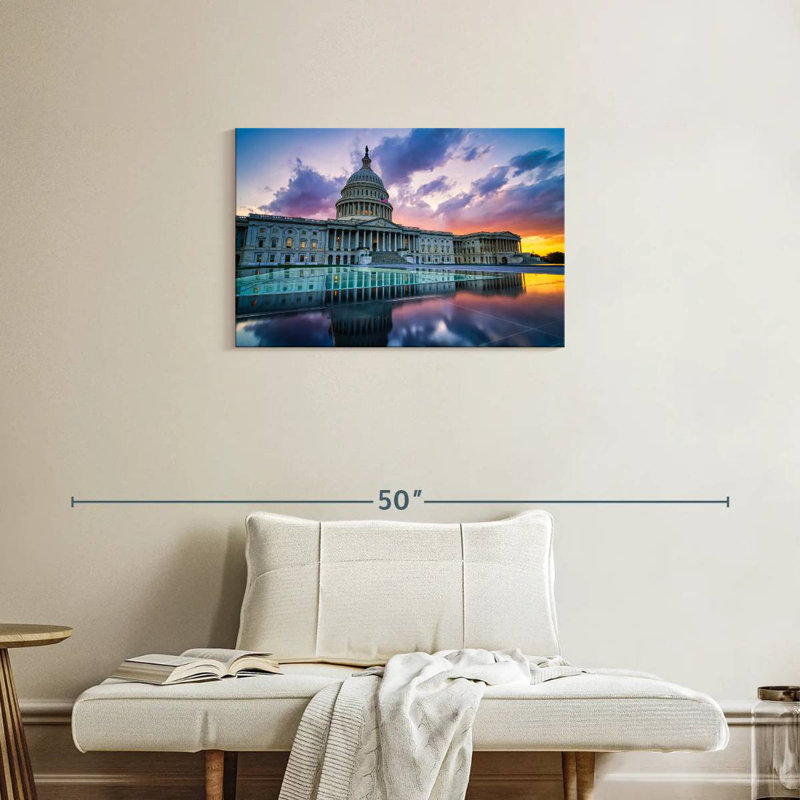 Lilie US Capitol Sunset Reflection, 20" H x 30" W