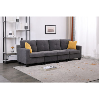 Upholstered 111.6 " Linen Blend Sofa