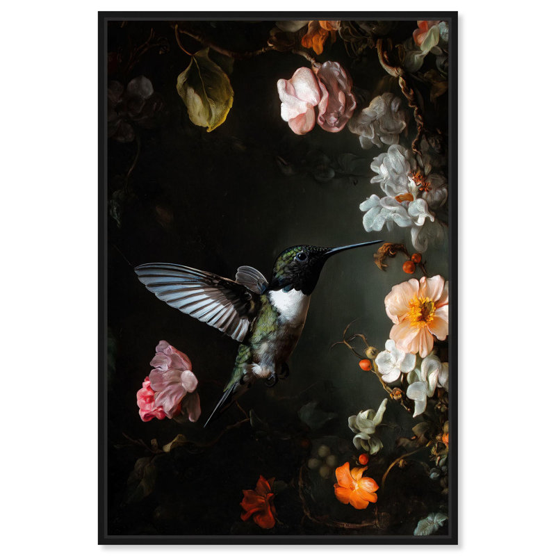 Toile Nectar Thief II par Art Remedy, Noir, H 16 po x l 11 po, Cadre flottant