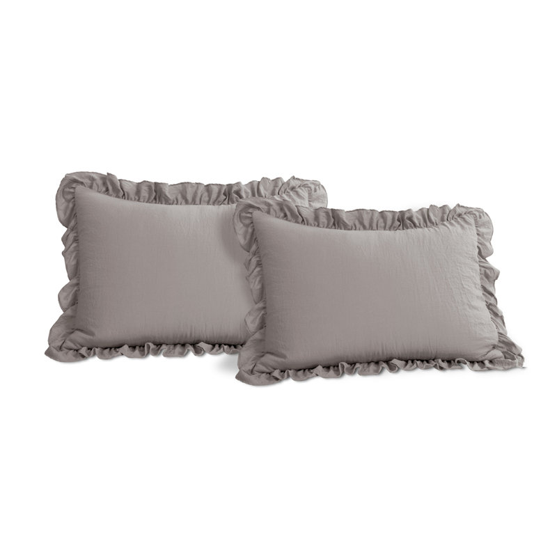 King Size Gray Microfiber Ruffled Comforter Set