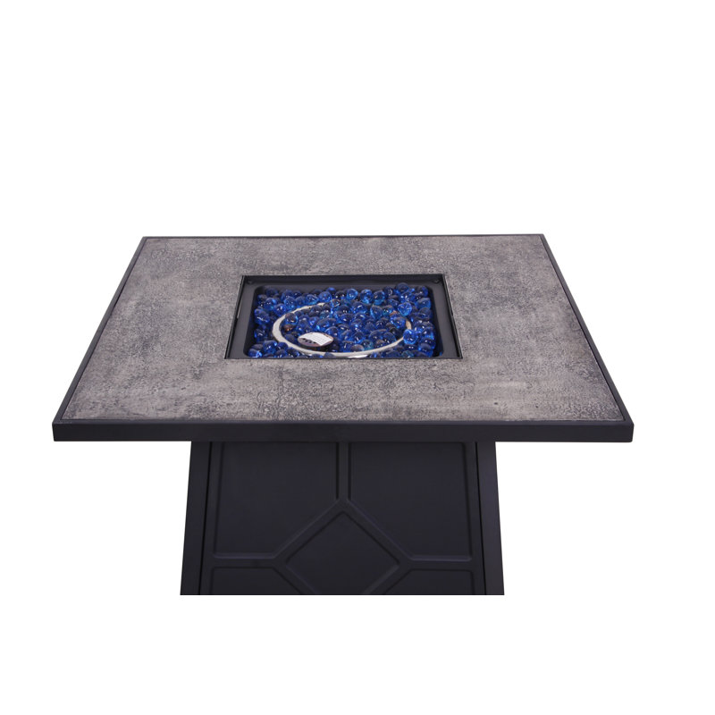 32-Inch Square Stone Gas Fire Pit Table