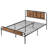 Kempst Full Size Bed Frame with Wood Headboard and Footboard, Industrial Rustic Full Metal Platform Bed with Heavy-duty Slats Support, No Box Spring Needed, Brown-1227897887-1313203532