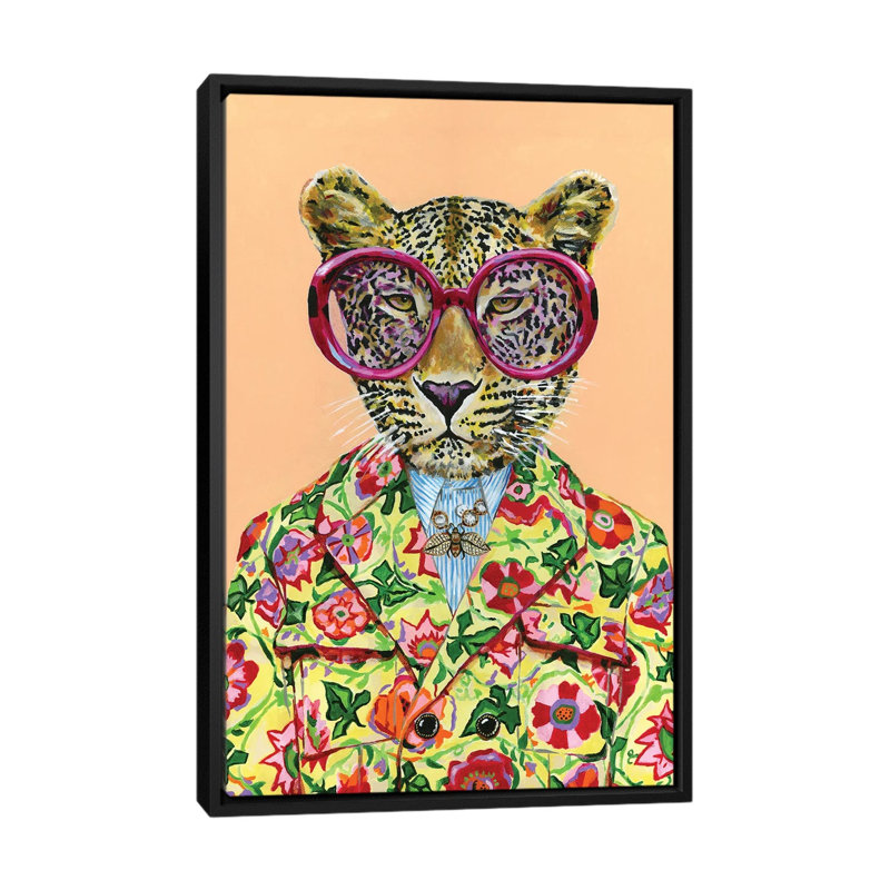 «Leopard» par Heather Perry, reproduction d'art sur toile tendue, Cadre noir, H 48 po x l 32 po x P 1 po