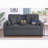 Linen Convertible Sleeper Loveseat with Dropdown Console