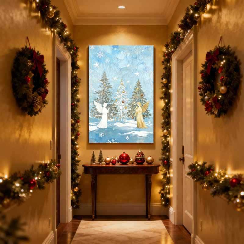 «Christmas Winter Angels Snowflakes», ensemble de 3 impressions sur toile, H 30 po x l 20 po