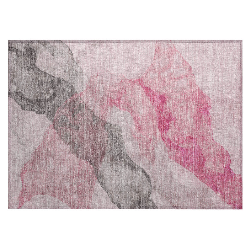 Machine Washable Indoor/Outdoor Xhevrie Blush Rug, Rectangle 1'8" x 2'6"