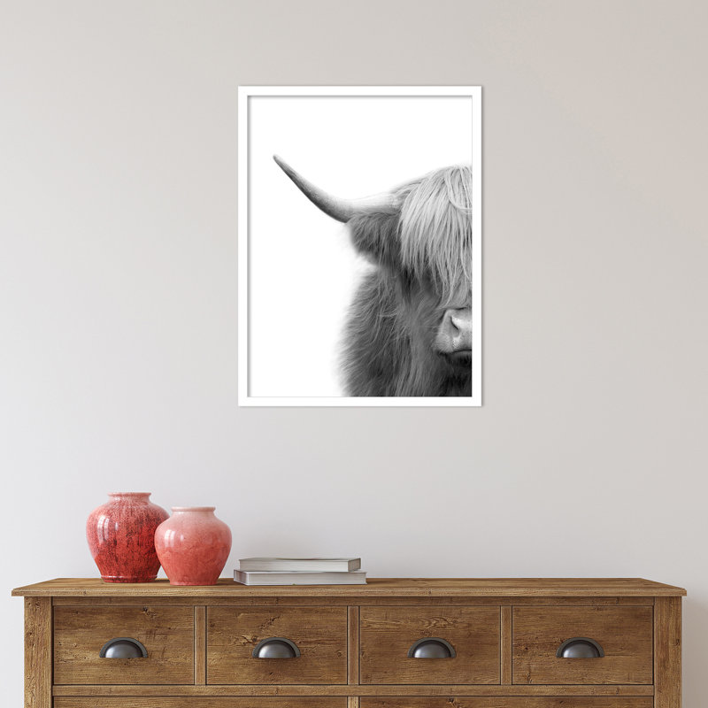 «Hey Dude Highland Cow Crop» par The Creative Bunch Studio - reproduction de cadre photo, Cadre blanc, H 40 po x l 30 po