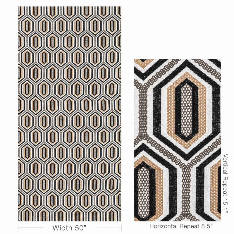 Trad Nouveau Kaleidoscope Emb Fabric, Onyx