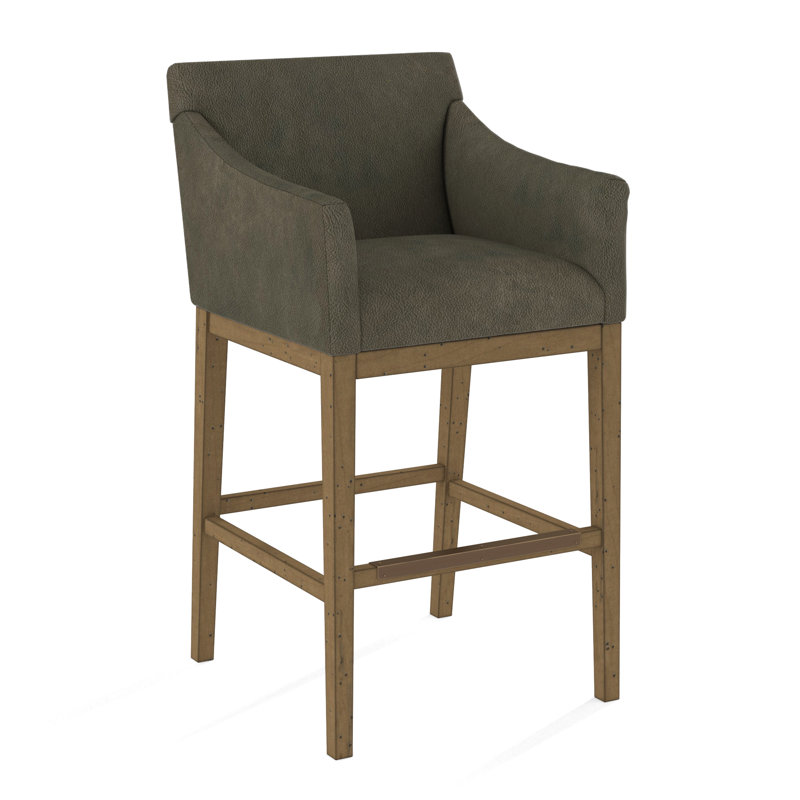 Upholstered Stool, Applause Archway Gray, Pecan