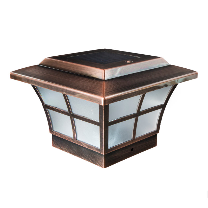 Prestige Solar Powered Integrated LED Fence Post Cap Light 4 in. x 4 in. with Base Adapter Included, 5" H  x 7" W  x 7" D
