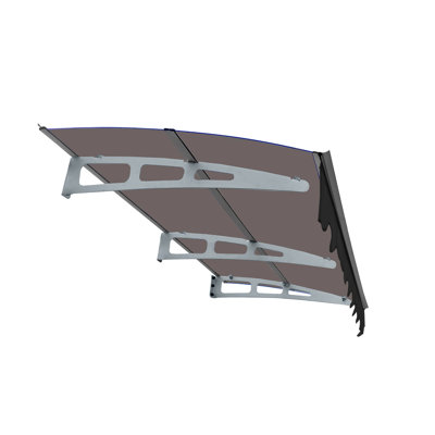 79" x 34" Window Awnings Door Entrance Canopy, Aluminum Alloy Bracket, 0.137 Inch Thick Crystal Solid Polycarbonate Sheet with Valance for Wooden Wall House (DA7934W Series Brown Roof)