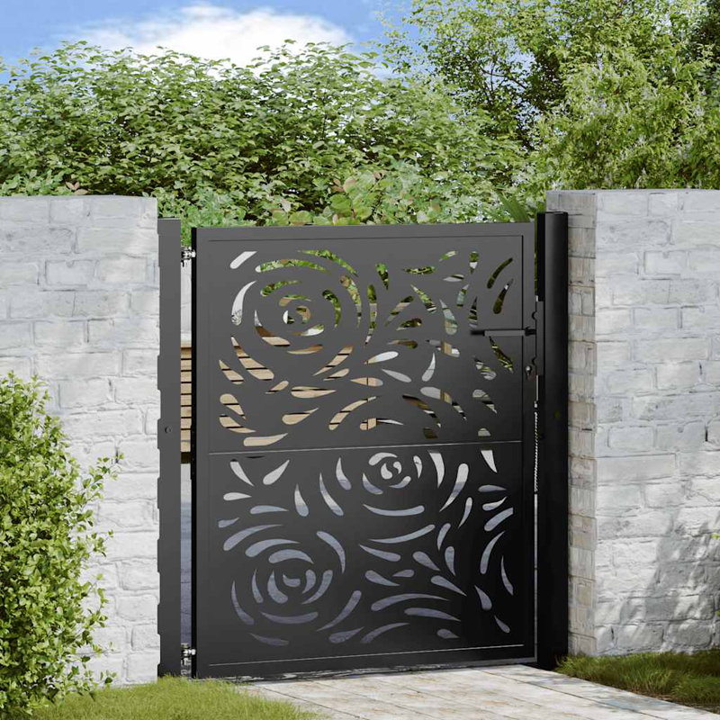110 cm W Steel Gate Fencing, 106cm H x 105cm W, Black